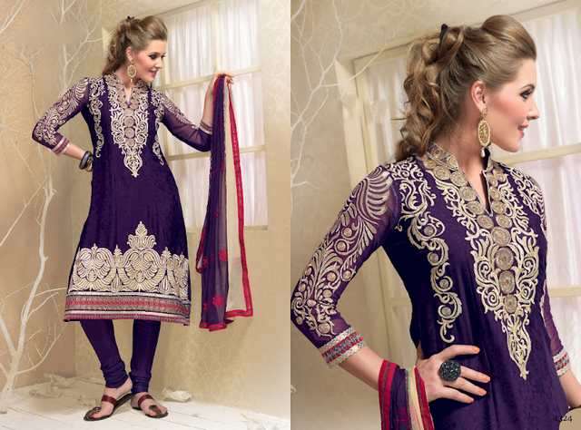 Bollywood Herbst -Fashion Salwar Kameez Stoff Unstitched